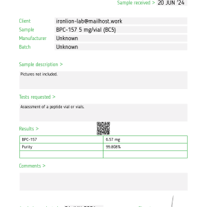BPC-157  (5mg/vial) HPLC testing 2024