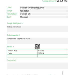 TB500 (5mg/vial) HPLC testing 2024