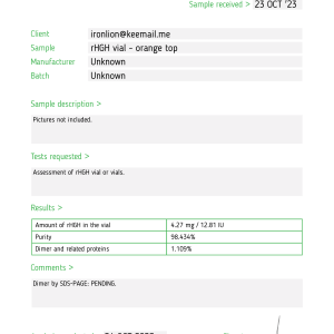 orange top puretropin gh HPLC testing 2023