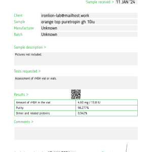 orange top puretropin gh HPLC testing 2024